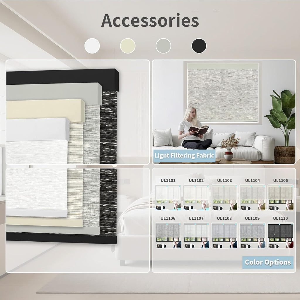 Motorized Blinds with Remote Custom Size Blackout Smart Roller Shades Compatible with Alexa Google, Electric Blinds for Windows