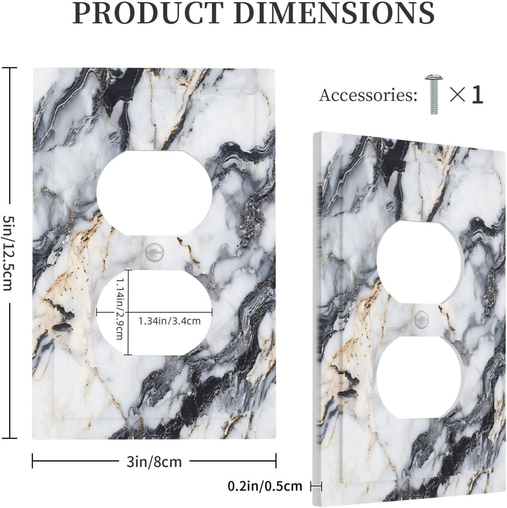 Outlet Covers Black Gold Marble Abstract Modern Luxury 1 Gang Duplex Light Switch Cover Plate Decorative Switch Plate Covers Electrical Socket Cover for Bedroom Home Decor