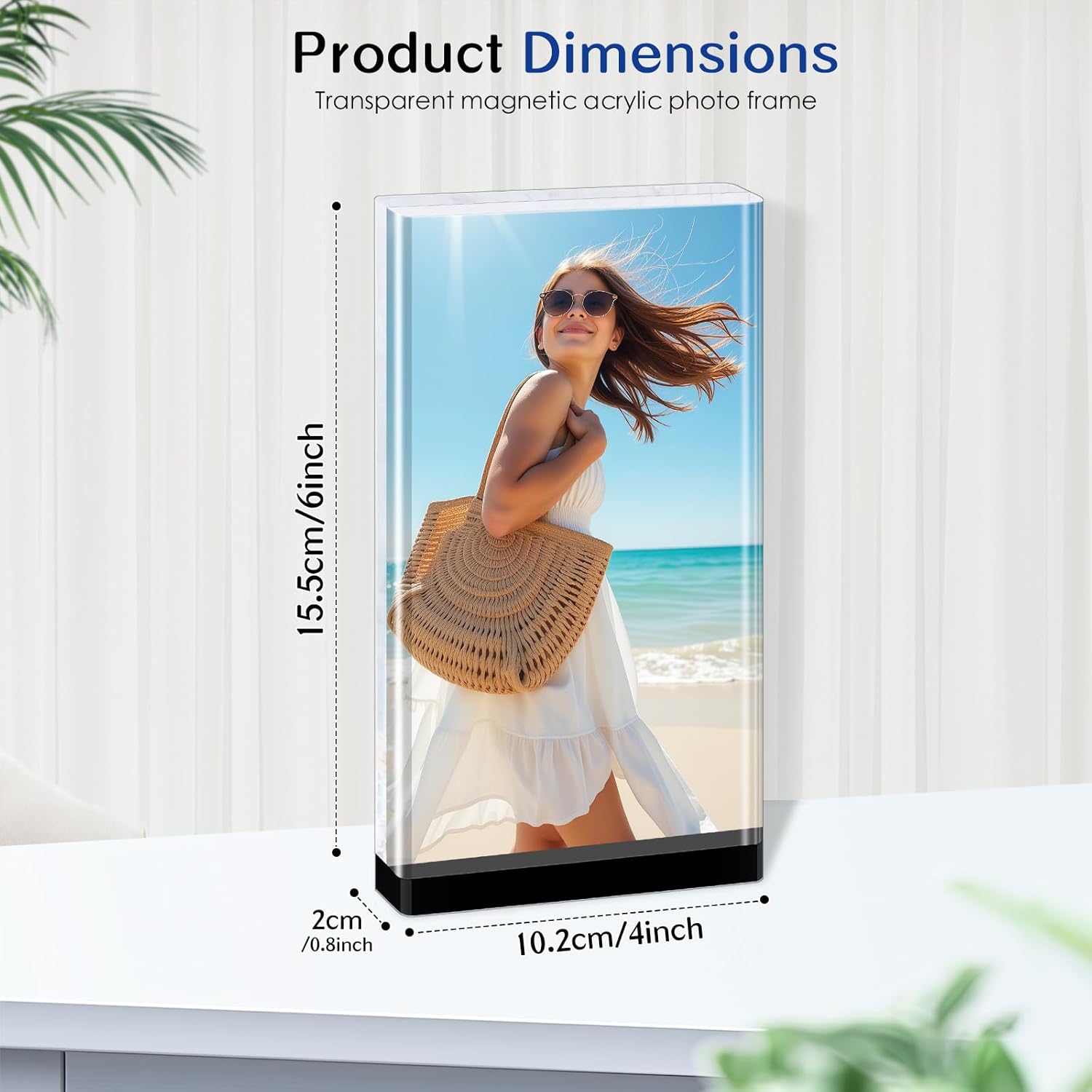 4×6 Acrylic Picture Frame (3Pack) -Double Sided 20 mm Clear Photo Frame Magnetic Standing Modern Design for Stereoscopic Displays, Desk Decor & Perfect Memories Gifts (4×6 vertical)