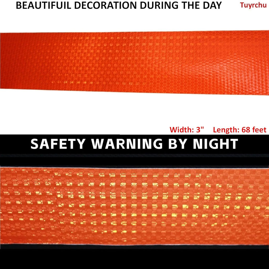 Reflective Tape Orange 3 inch, Outdoor Waterproof High Visibility Warning Industrial Marking Tape, Safety Stickers (68 feet)