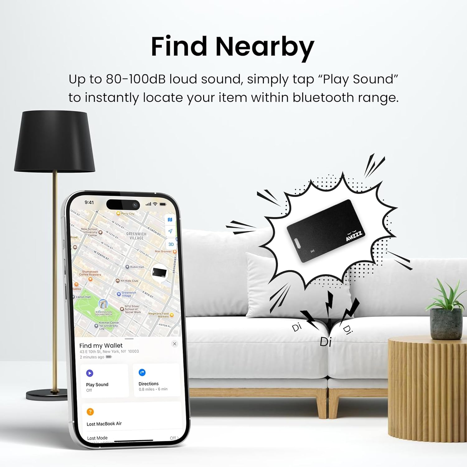 Pack of 2 Apple MFI Certified Airtag Tracker Card for Apple Find My, Rechargeable Card, Only 0.07in, Finder, Tracking Card with Keychain Hole, Item Locator for for Wallet, Keys, Bags, Gift