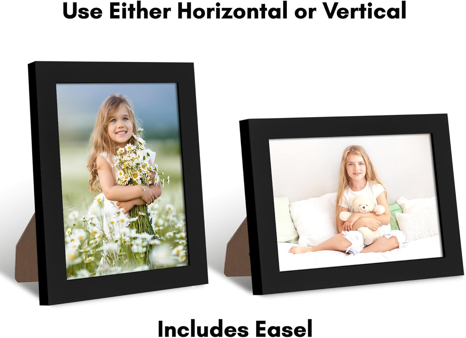 Americanflat 6x8 Picture Frame with Shatter-Resistant Glass - Signature Collection - Gallery-Style Frames Made of Engineered Wood - Photo Frame for Tabletop and Wall Display - Black