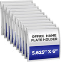 Set of 10 Curved Name Plate Holder for Doors 5.625" x 6" Wall Mount Office Business Door Sign Holder Aluminum Sign Frame with Adhesive Tape Plastic Film for Office Business Display, Silver