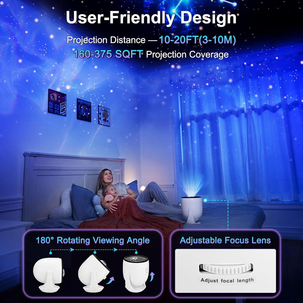 Star Projector, Star Light with Naked Eye 3D Technology 60+ Scene Modes, Bluetooth Speaker Night Light Projector for Home, Bedroom, Ceiling, Party, Gifts, Halloween, Christmas