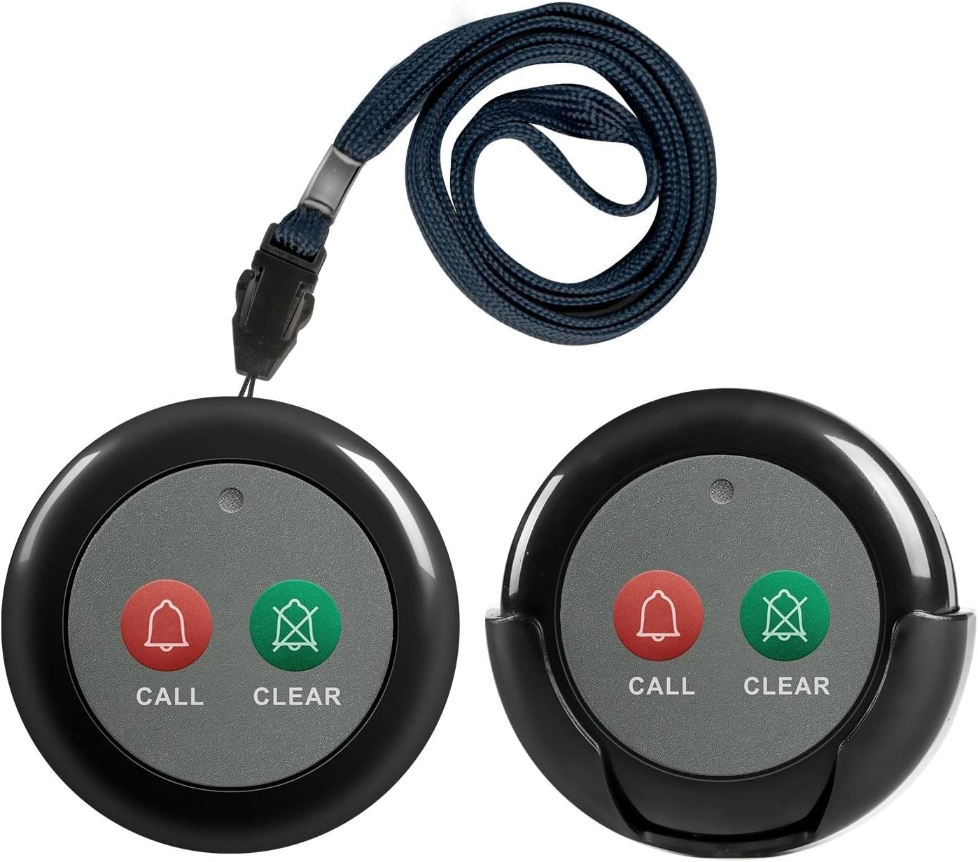 Wireless Call Buttons with Clear Call Dual Function for Wireless Call System Portable Caregiver Pager for Restaurants Nursing Home Clinic Care Facilities 2 PCS Black