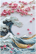 Light Switch Cover Plate The Great Wave Off Kanagawa With Sakura 1 Gang No Device Blank Electrical Wall Plates Faceplate Decorative Switch Plate for Bedroom Bathroom Decor