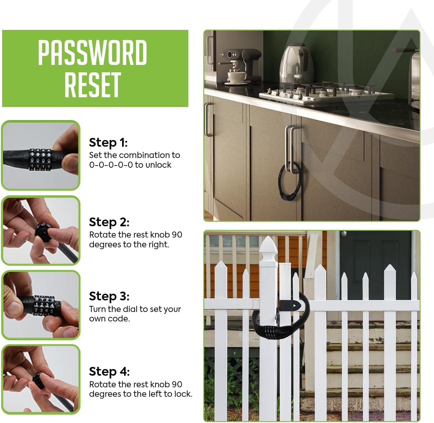 Urban August Refrigerator Lock for Kids & Adults, 4-Digit Code Fridge Lock for French-Door Refrigerators, & Versatile Cabinet (One)
