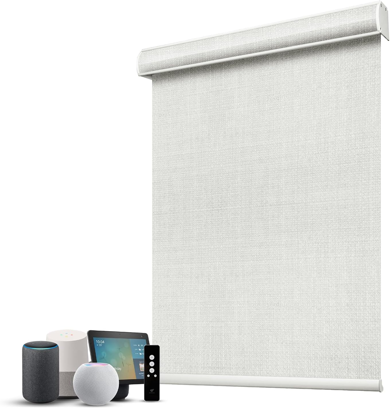 SmartWings Motorized 100% Blackout Shades Blinds, Custom Size, Cordless Window Shades with Rechargeable Battery, Work with Matter/Apple HomeKit, Alexa, Thread/Zigbee, Remote Optional, Vigor White