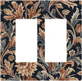 Decorative Outlet Covers Vintage Grey Plant Leaves Brown Flowers 2 Gang Double GFCI Rocker Electrical Wall Panels Light Switch Cover Plate for Bedroom Home Decor