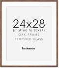 24x28 Picture Frame, Solid Oak Wood Frames 24 by 28, Rustic Wood Poster Frame 24"x28", 24x28 Frame with Mat for 20x24, 24 x 28 Frame with Tempered Real Glass (Walnut Color, 1 Pack)