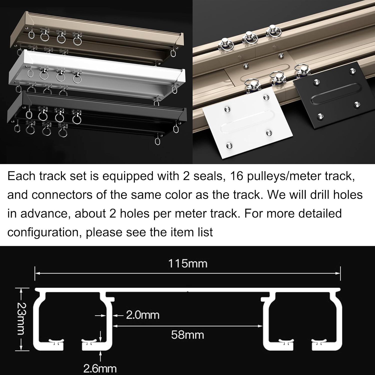 Ceiling Mounted Curtain Track System - Double Rails for Curtains & Drapes - Room Dividers - Sliding Curtain Rail for Window (champagne, 4.5m)