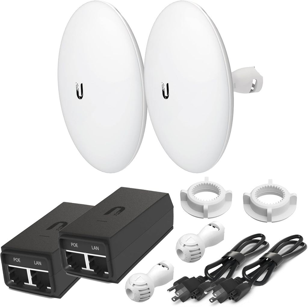 Tavora Wireless Bridge NBE-M5-16 Pre-Configured Bundle of 2, Point to Point Wi-Fi Bridge Outdoor, Plug and Play 150+ Mbps, 5 GHz, 15+ km Link Range