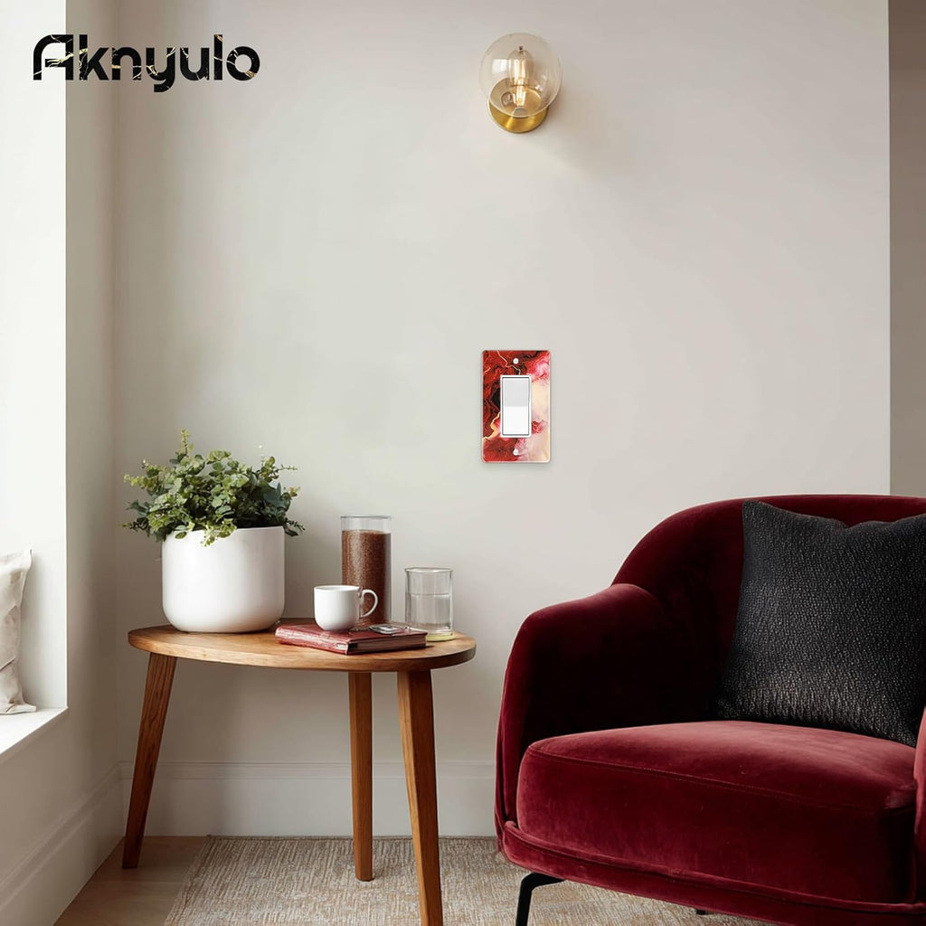 Rich Burgundy Marble Acrylic Wall Plate Switch Light Cover Durable Decorative Outlet Covers Switch Plates And Outlet Covers