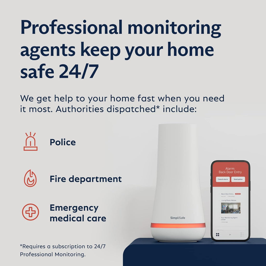 SimpliSafe 5 Piece Wireless Home Security System - Optional 24/7 Professional Monitoring - No Contract - Compatible with Alexa and Google Assistant,White