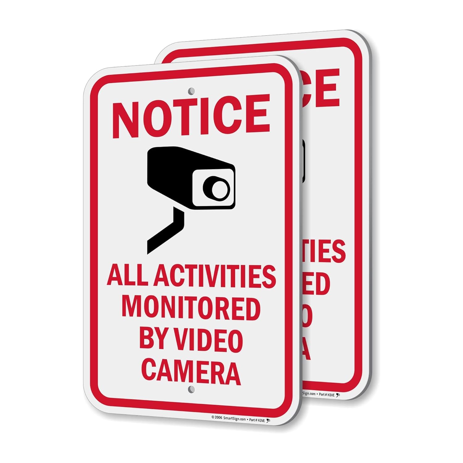 SmartSign Notice All Activities Monitored By Video Camera Sign - 2 Pack, 18 x 12 inch, 2mm Aluminum Composite, Red/Black on White, Made in USA