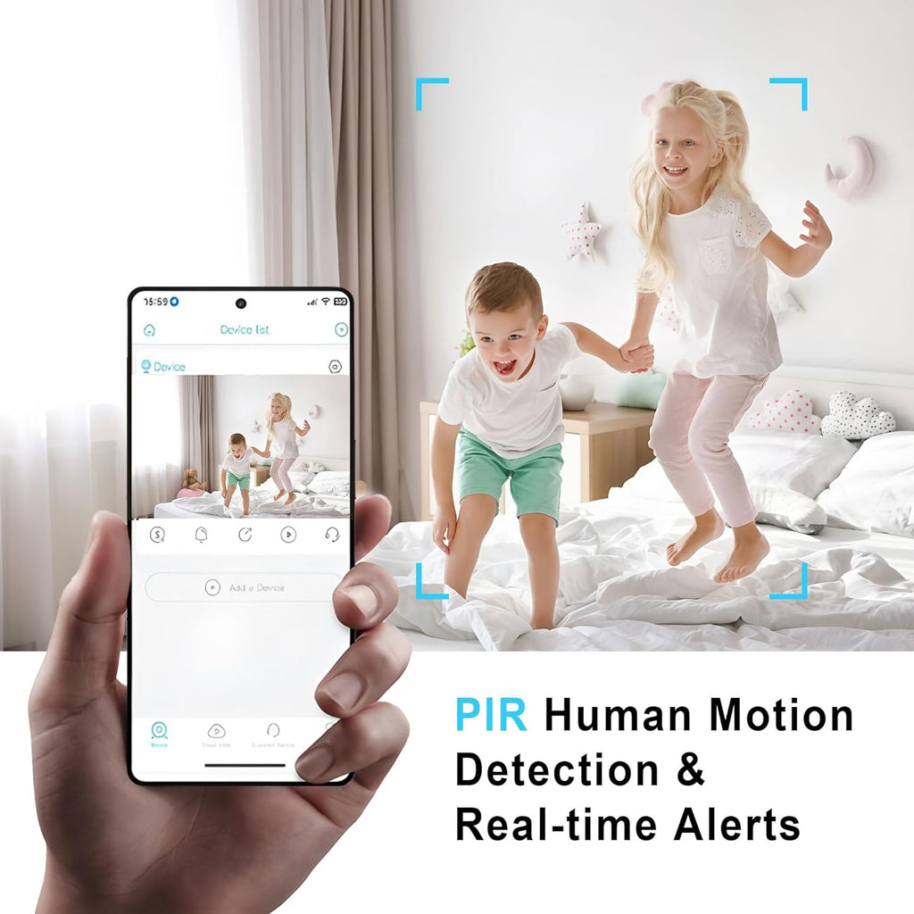 4K Security Camera with 64GB SD Card, Battery Powered Security Cam, 100-Day Standby, AI Human Detection, Night Vision, Real-Time Alert, Baby Monitor, Pet Cam for Home or Office
