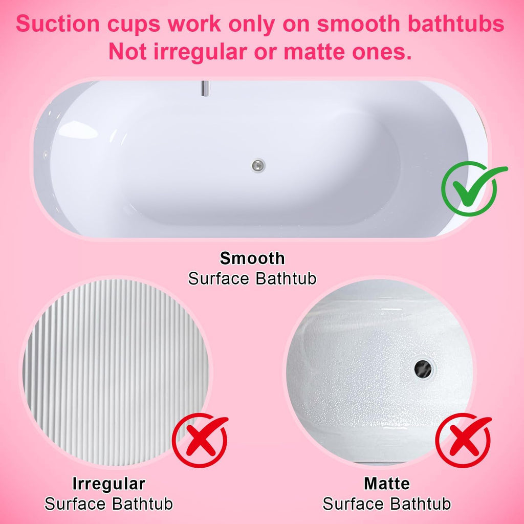 Portable Spa Bubble Bath Massager,Full Body Waterproof Spa Mat for Bathtub, 6-Speed Bubbles, Remote Control & Non-Slip Suction Cups for Home Relaxation Pink