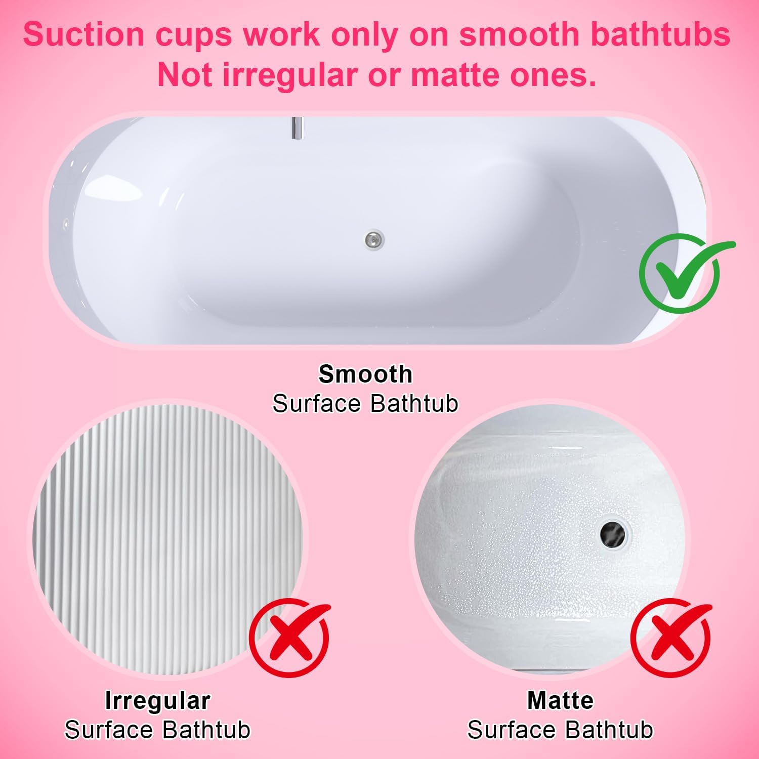 Portable Spa Bubble Bath Massager,Full Body Waterproof Spa Mat for Bathtub, 6-Speed Bubbles, Remote Control & Non-Slip Suction Cups for Home Relaxation Pink