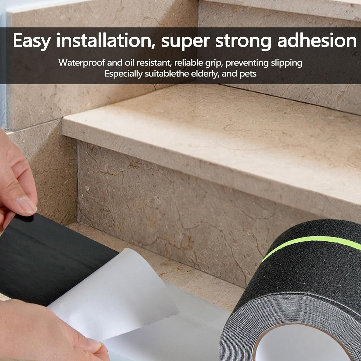 Huakaile Glow in The Dark Tape Anti Slip Grip Tape, 3.93" x 16.4Ft Luminous Reflective Tape, Waterproof Non Skid Traction Tape Strips for Outdoors Steps Indoor Stairs Treads Ladder Floor
