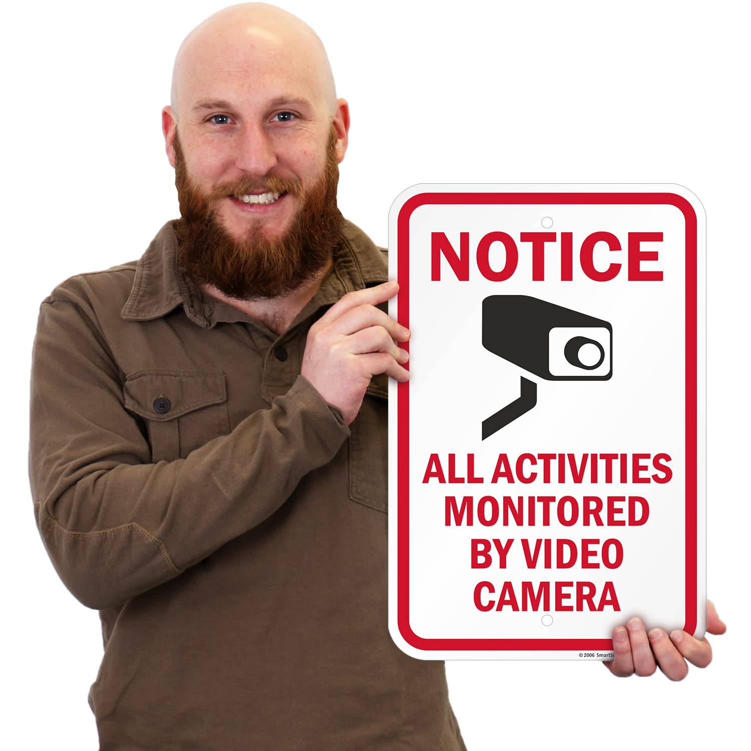 SmartSign "Notice - All Activities Monitored by Video Camera" Sign | 12" x 18" Aluminum