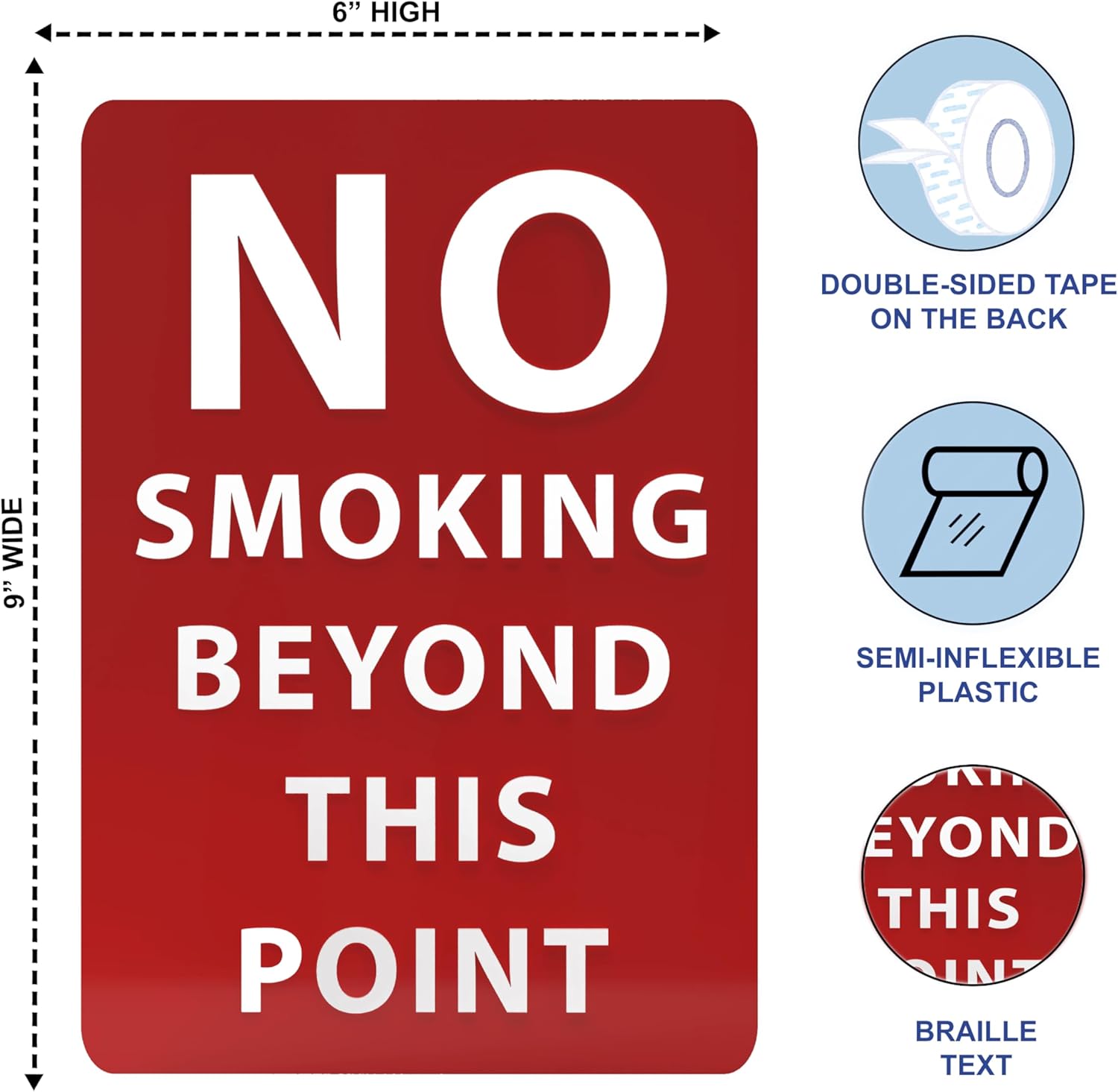 No Smoking Beyond This Point Sign - ADA Compliant Digitally Printed Text Wall Sign - Smoke-Free Area Signs for Offices, Businesses, Hotels & Restaurants - Vinyl 5” x 3.5”