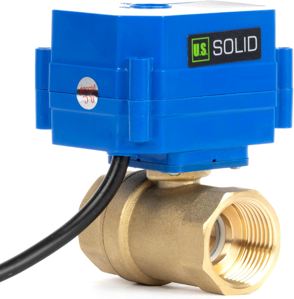 U.S. Solid 1" NPT Motorized Ball Valve with US Plug 110VAC Brass Electrical Ball Valve,Auto Return, Normally Closed, IP65