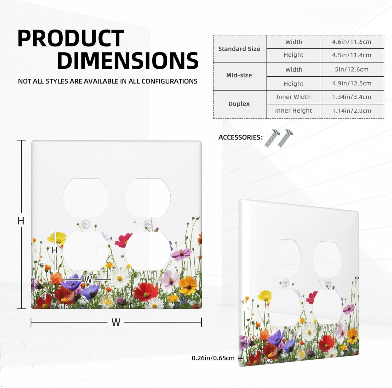Outlet Covers Colorful Wildflowers Plant Floral Daisy 2 Gang Double Duplex Decorative Light Switch Covers Electrical Wallplates Socket Faceplate For Bed Room Living Room Decor