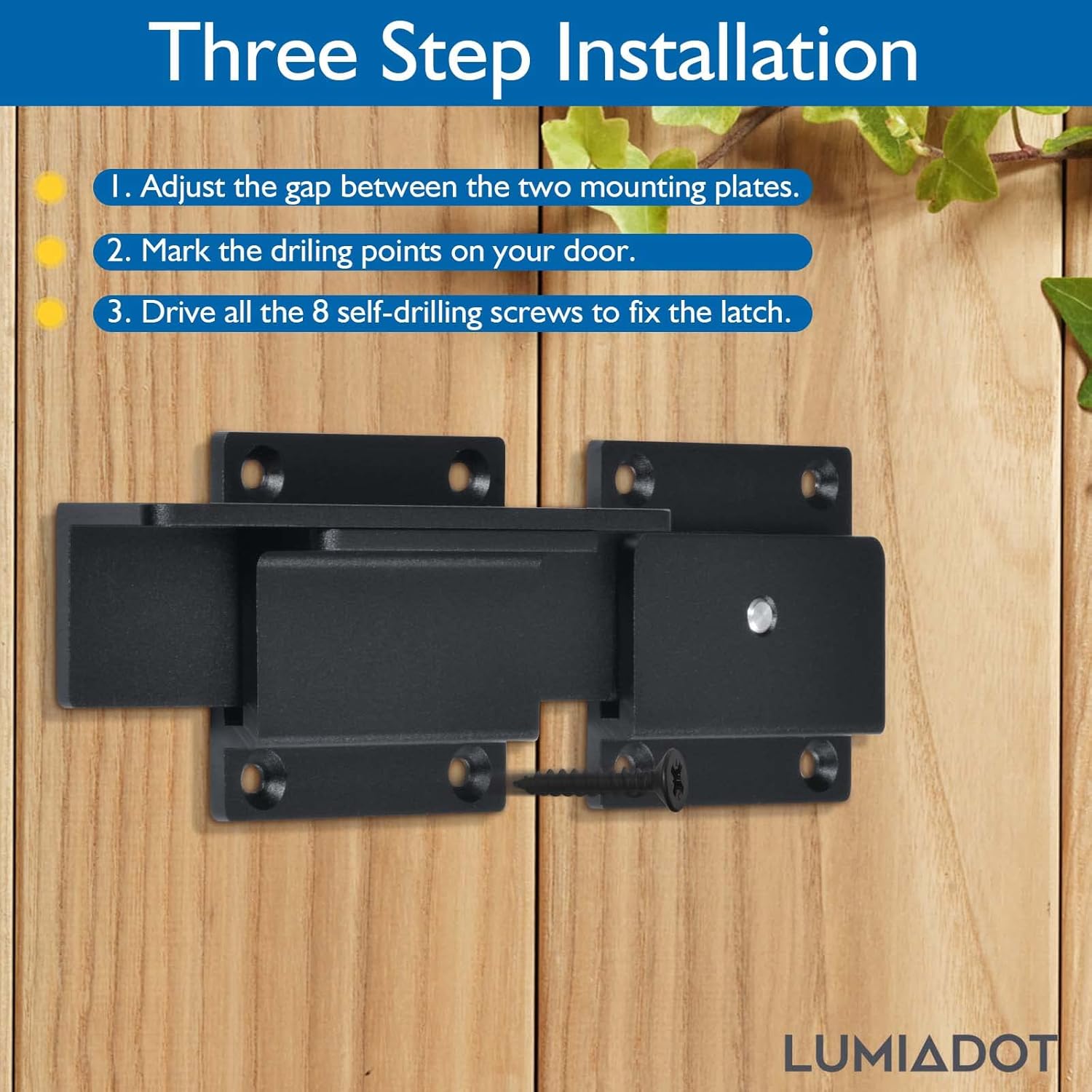 Flip Gate Latch Lock with Padlock Hole, 1Pack, 3.5mm Heavy Duty Aluminum Alloy Adjustable Door Latch for Sliding Swing Open Gates, Outdoor, Wooden Fence, Barn, Shed, Garage, Yard