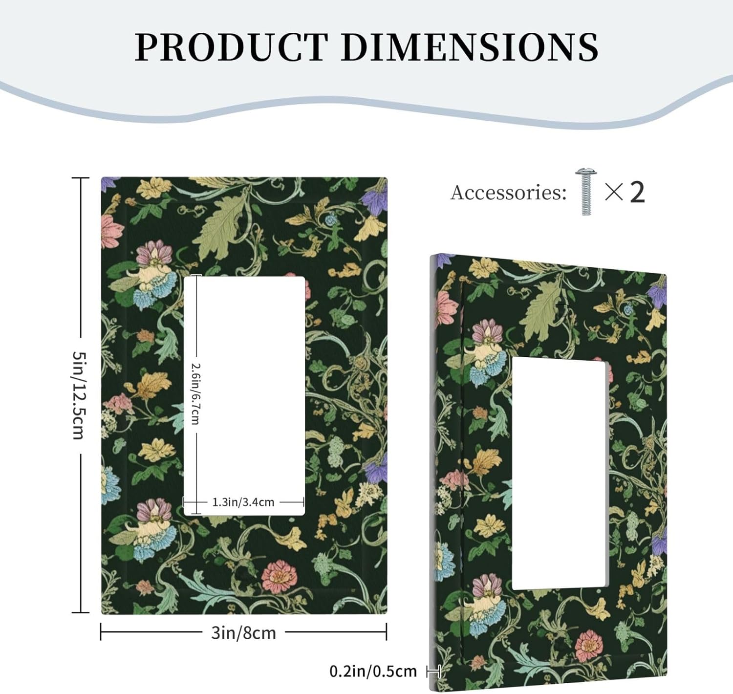 Decorative Outlet Covers Vintage Green Leaf Plant Rustic Pink Flower 1 Gang Single Decora GFCI Device Light Switch Covers Plate 1 Rocker Wall Plate Jumbo Faceplate