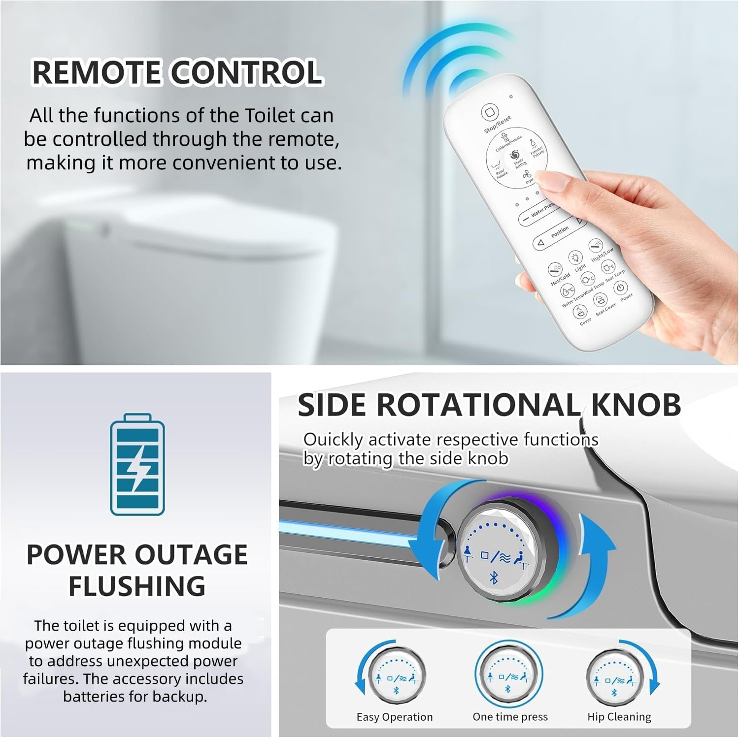 Luxury Smart Toilet Built In, Bidet with Heated Seat,Warm Water Sprayer & Dryer, Japanese Toilet with Foot Sensor Operation,LED Display