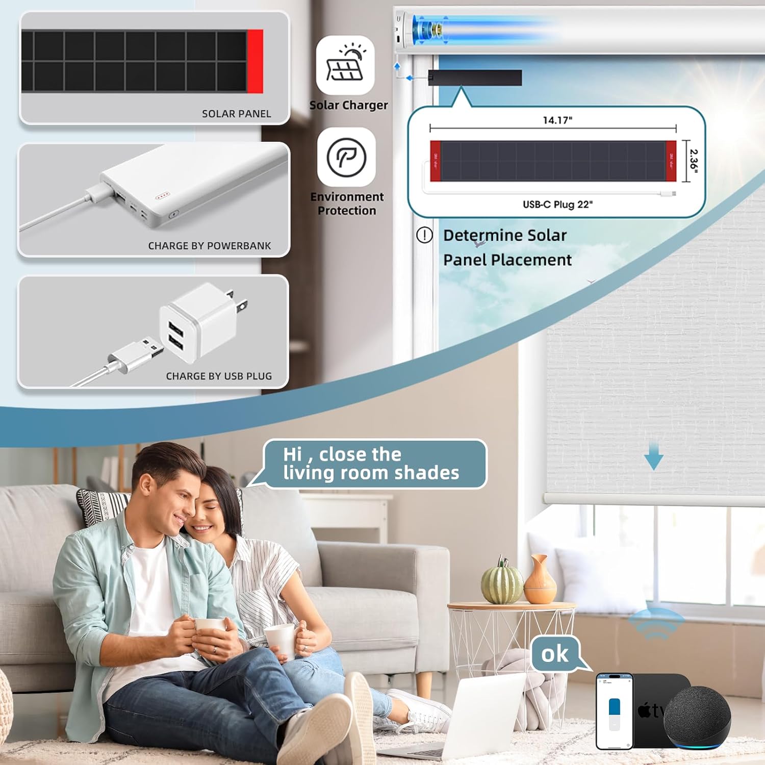 SmartWings Motorized Blinds Shades for Windows Remote Control Smart Blind Shade Work with Apple Homekit Z-wave Alexa Automatic Roller Shade Blackout Electric Blind Customized 16"-110"W (Safari White)