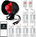 WiFi Alarm System for Home Security, 120dB Wireless Alarm Security System with Free Notification APP Control and Motion Sensor Siren, Remote Control for Shed Garage