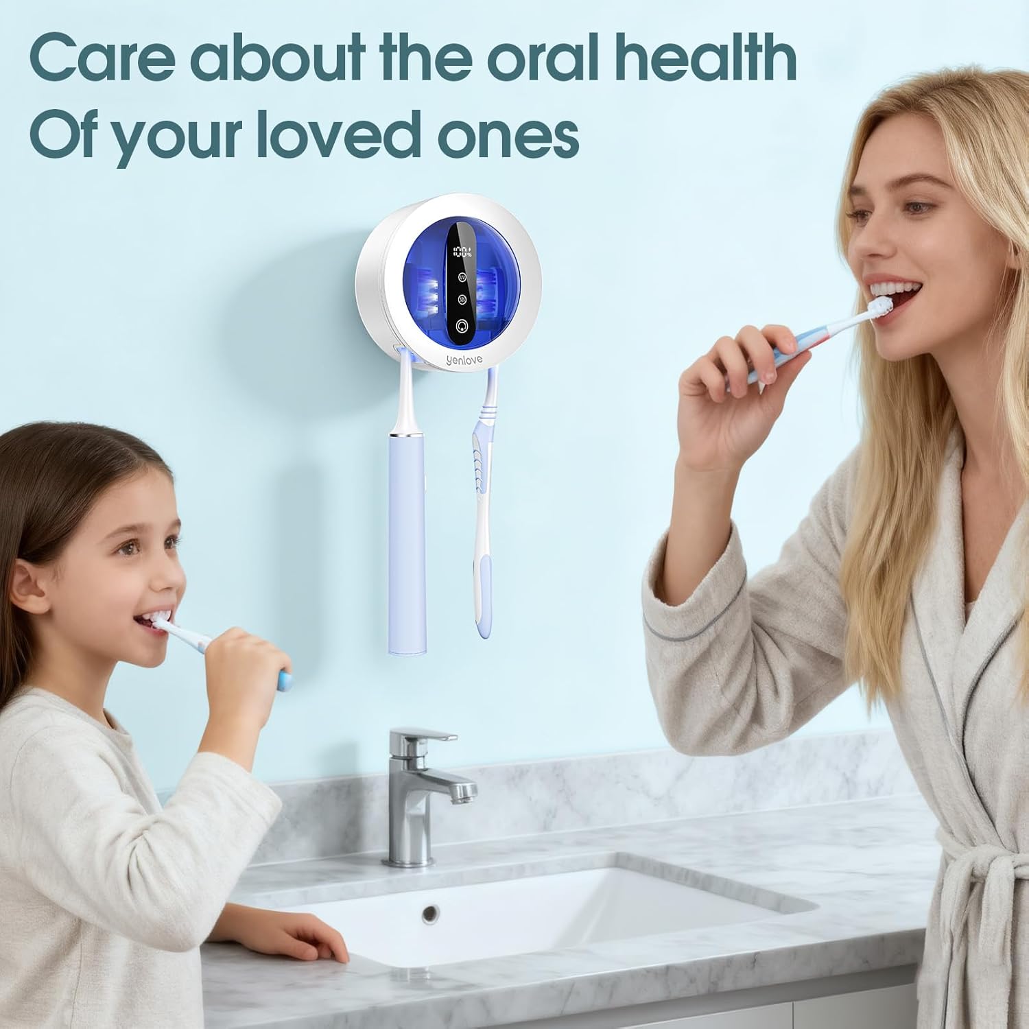 Toothbrush Holders for Bathroom,Wall-Mounted Toothbrush Holder,Smart Toothbrush Cleaner with LED Screen and Drying,Electric Tooth Brush Holder Fits Most Size Toothbrushes for Home & Travel