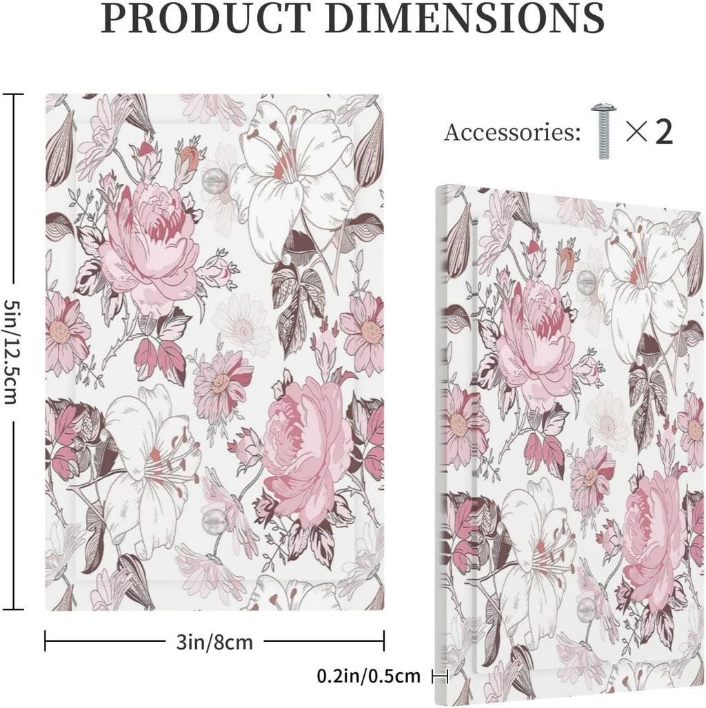 Light Switch Cover Plate Modern Watercolor Flower Pink White Wildflower 1 Gang No Device Blank Electrical Wall Plates Faceplate Decorative Switch Plate for Bedroom Home Decor