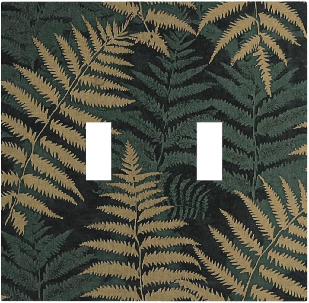 Decorative Switch Plates Botanical Fern Green Leaf Forest 2 Gang Double Toggle Outlet Light Switch Cover Wall Plate Electrical Faceplate For Bed Room Home Decor