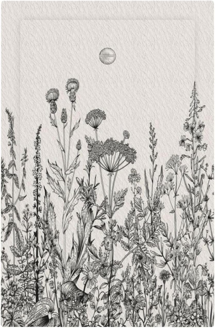 Decorative Light Switch Plate Covers Sketches of Wildflowers and Grasses 1 Gang No Device Single Blank Outlet Covers Wall Plate Light Switch Cover Plate Faceplate for Bedroom Home Decor