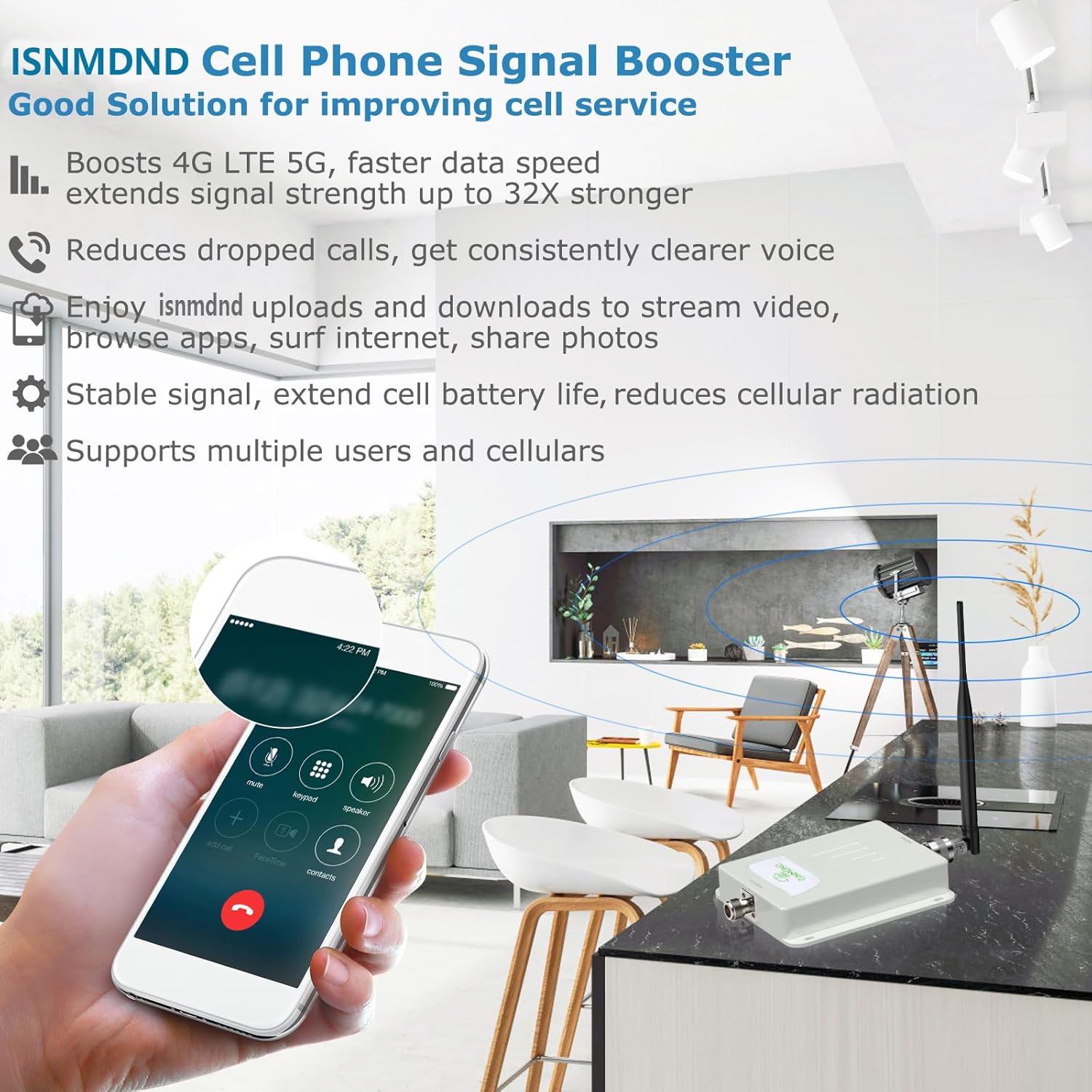 AT&T Cell Phone Signal Booster Amplifier & Repeater | FCC Approved for 5G 4G LTE Band 12/17 | Covers 4,000 Sq Ft, Easy Setup