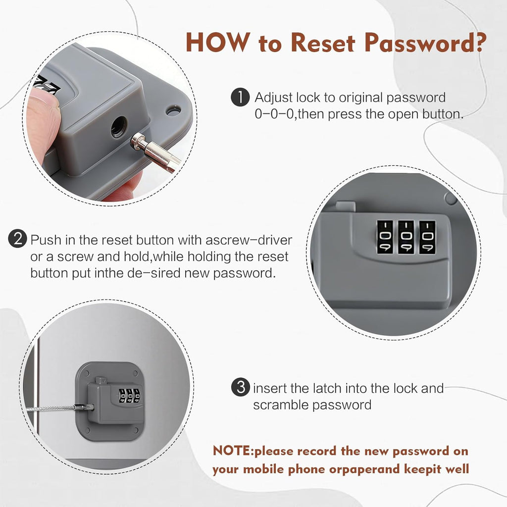 Refrigerator Lock, Combination Lock for Refrigerator Cabinets, Drawers, Heavy Duty Fridge Lock, Easy Install No Keys Needed (Gray-2Pack)