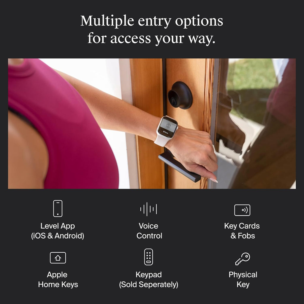 Level Smart Lock+ WiFi Deadbolt - World's Smallest Smart Lock - Apple Home Key & Voice Control - Matte Black