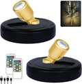 LED Spotlight, Rechargeable Battery Spot Lights with Remote, Uplighting Indoor, Stick Plant Spotlights for Wall Art Display Artwork Picture Painting-2Pack