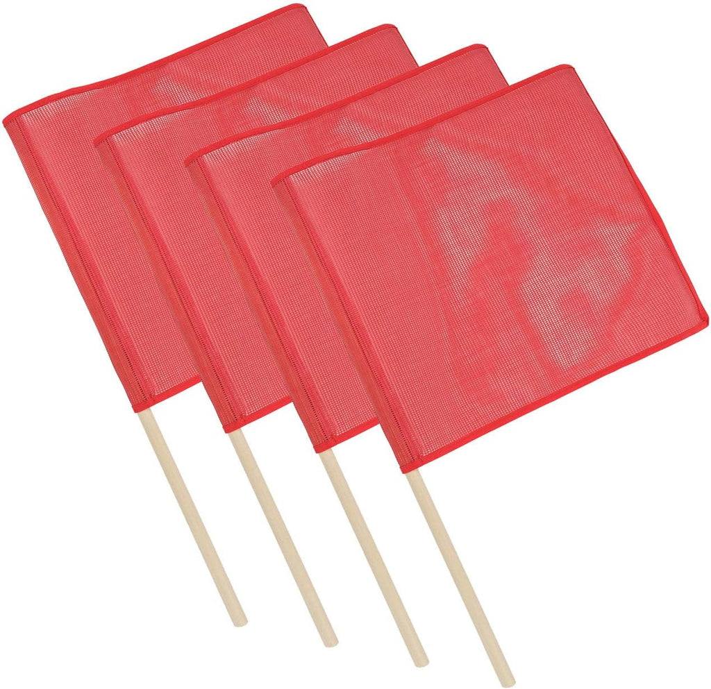 Mytee Products Red Safety Flags for Trucks with Dowel, DOT Compliant - 18 Inch x 18 Inch High Visibility Vinyl Mesh Warning Flags, 4 Pack