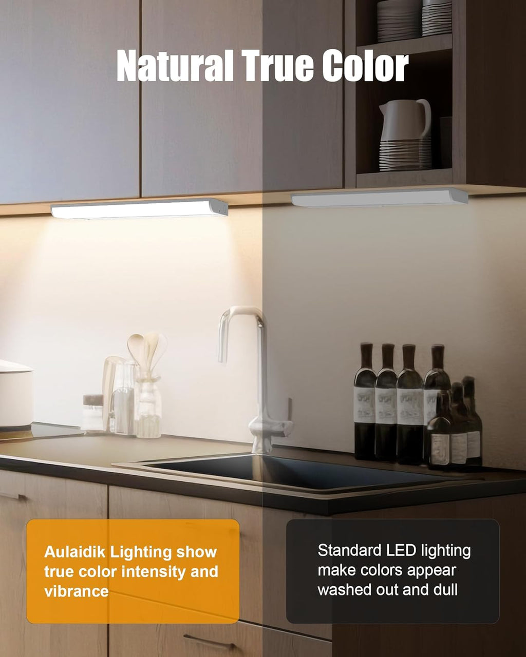 16 Inch Hardwired Under Cabinet Lighting, 3 Color Setting Dimmable LED Under Cabinet Lights Wired, 1050LM Linkable Under Counter Lights for Kitchen, 12W, CRI>97