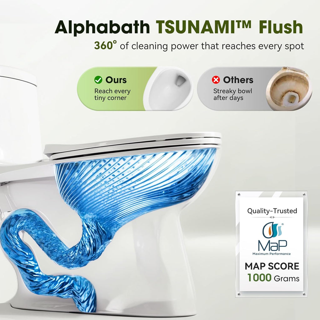 One piece Toilets for Bathroom, 17“ ADA Comfort Height Toilets, 0.8/1.28 GPF Dual Flush Toilet, Nano Self-Cleaning Glaze, WaterSense Certified, Easy to Clean & Install, 12" Rough-In