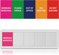 Office Door Signs Do Not Disturb, Please Knock, In A Meeting, Out Of Office, Working Remotely 5 Options Privacy Door Slider Sign for Meeting & Conference Room Frosted Silver