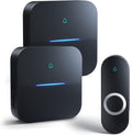 AIDA Lighted Wireless Doorbell for Home, Waterproof Battery Doorbell Wireless 1,000ft Range, 5 Volume Levels with 58 Doorbell Chimes & LED Flash (Black, Doorbell with 1 transmitter & 2 Receiver)