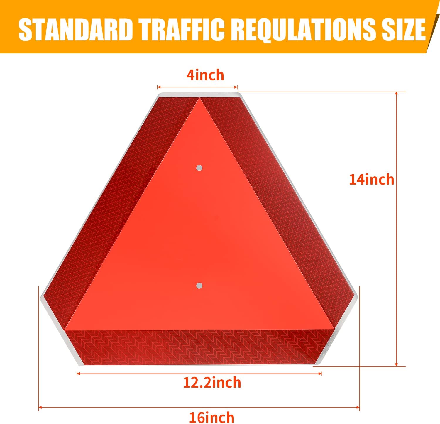 Slow Moving Vehicle Safety Sign,Slow Moving Vehicle Triangle Sign,Aluminum 14"x16" Engineering Grade Reflective for Golf Cart (Aluminum)