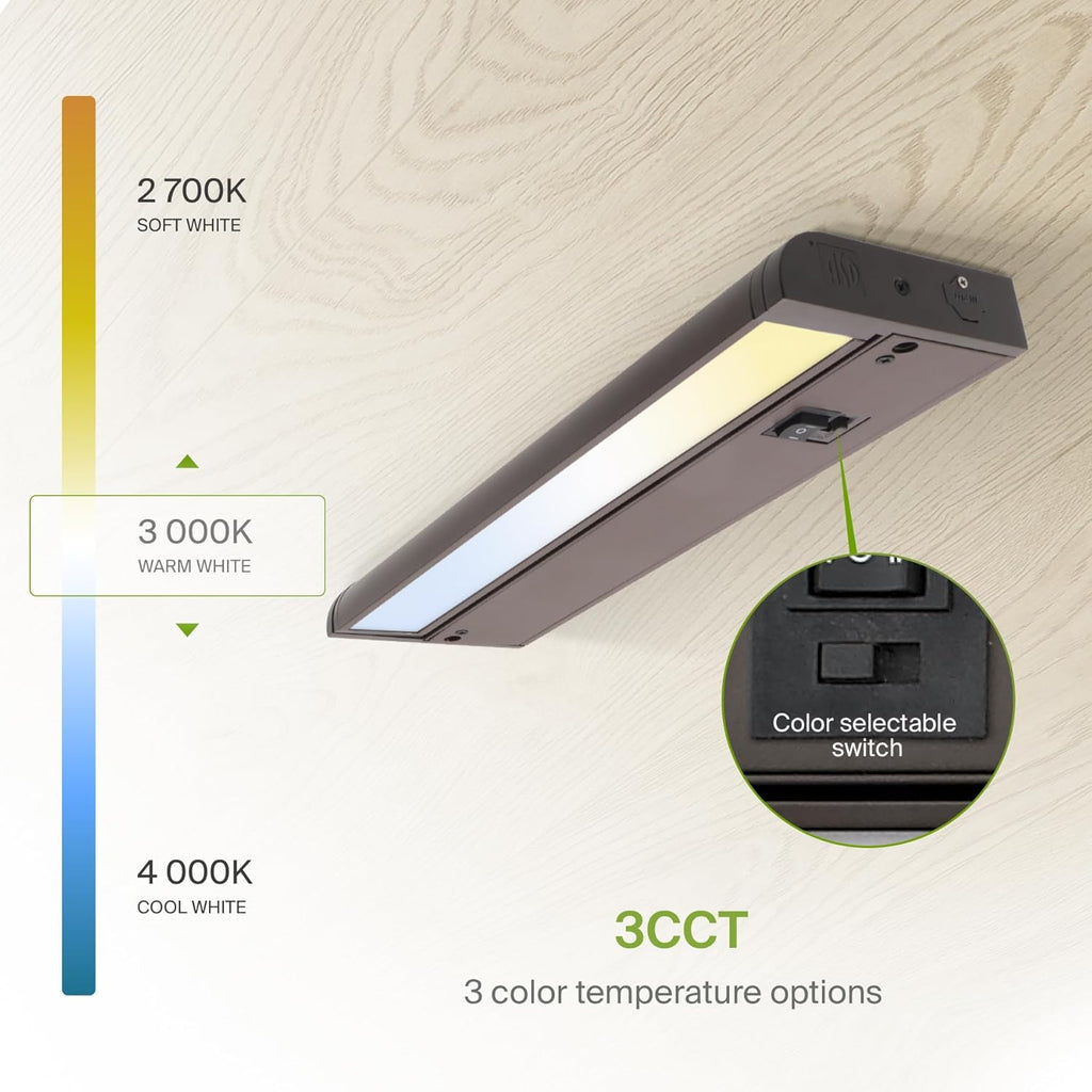 ASD Swivel LED Under Cabinet Lighting Bronze, 12 Inch 5W, Hardwired or Plug-in, 2700K/3000K/4000K, Hi/Low Switch, Rotatable Lens, Dimmable Linkable Under Counter Light for Kitchen, ETL & Energy Star