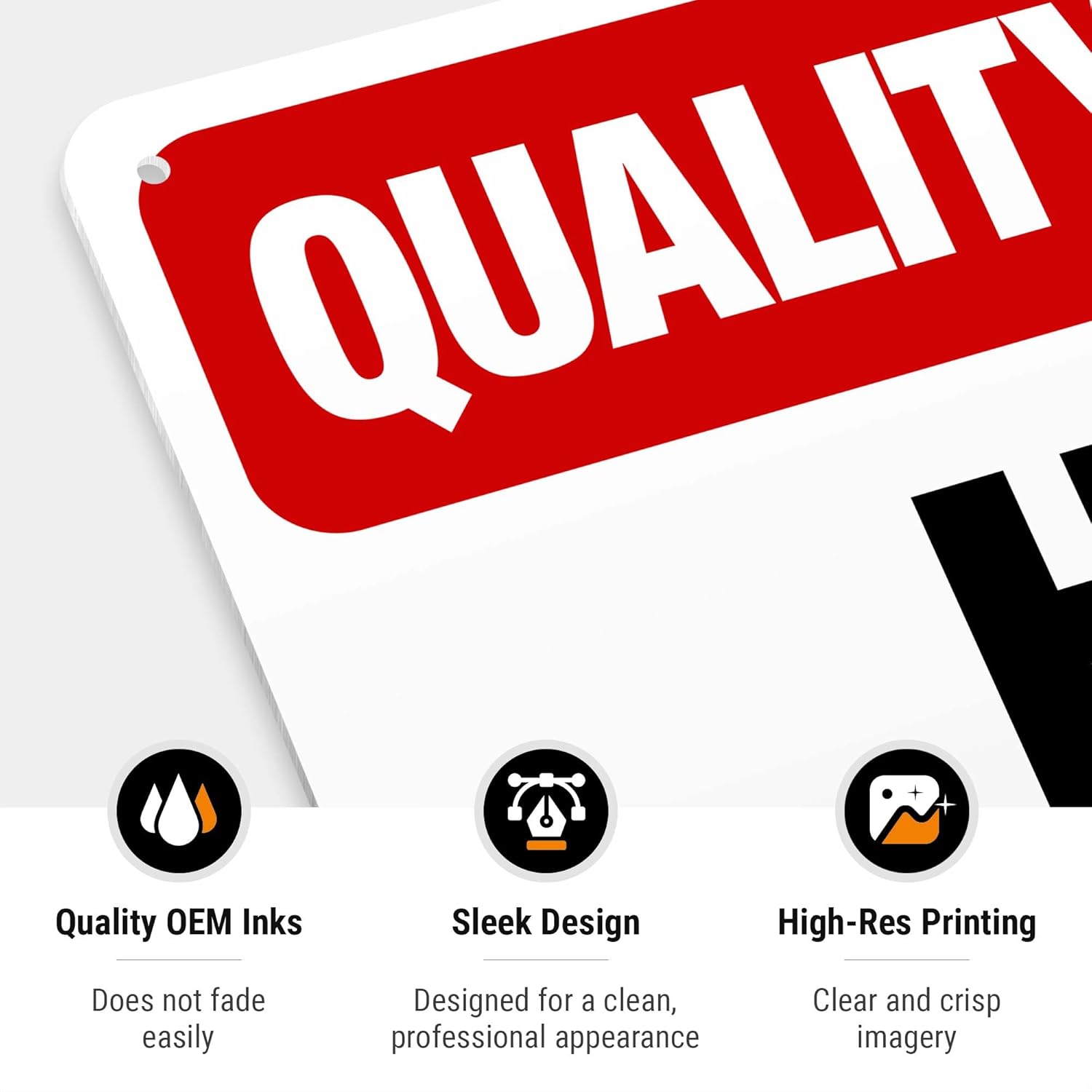 Quality Control Hold Area Sign, 10x14 Inches, 55 mil Thick HDPS (high Density polystyrene), Made in USA