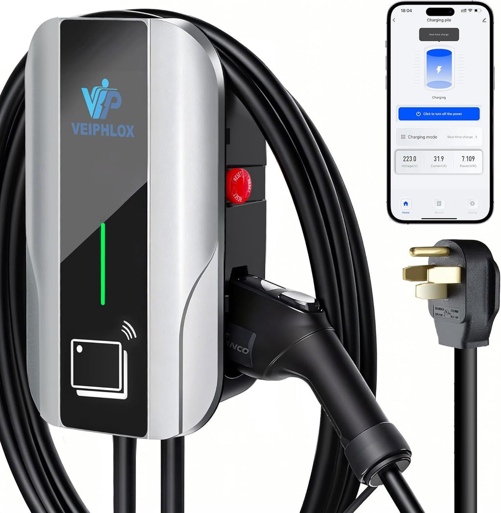 Level 2 EV Charger 40 Amp, EV Chargers for Home, Electric Car Charger w/ RFID Card, Smart Electric Vehicle Charging Stations, EVSE with App, Wi-Fi and Bluetooth Enabled J1772– GEN 2