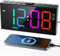 RGB Digital Alarm Clock for Bedroom, Dual Alarms ,Weekday/Weekend/Everyday Mode, 7 Dimmer,5 Volume,2 Charging Ports, 9-min Snooze,Memory Function,Plug in Desk Clock Large Display for Kids/Teens